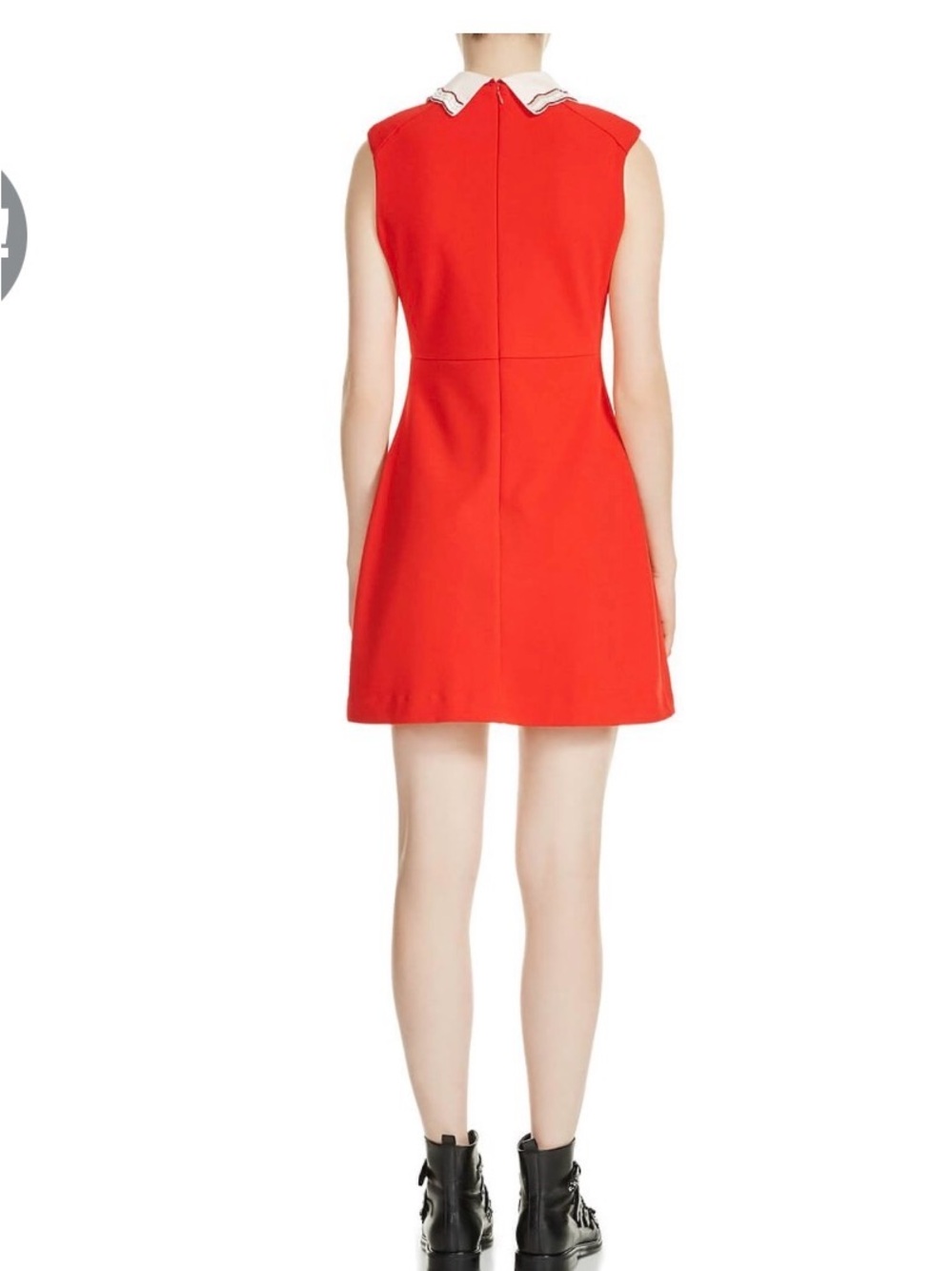NWT Maje Sz 1 (Sm) Red Sleeveless Mini Dress with Removeable Peter Pan Collar - Picture 2 of 7